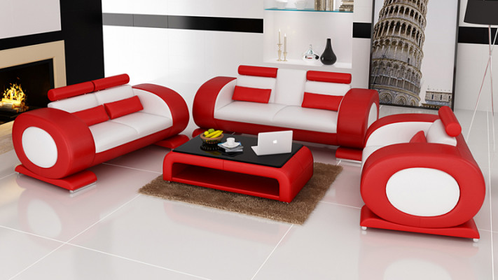 Ledercanapé Couch Wonlandschaft 3+2+1 Sëtz Garnitur Design Modern