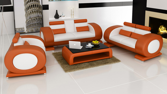 Ledercanapé Couch Wonlandschaft 3+2+1 Sëtz Garnitur Design Modern