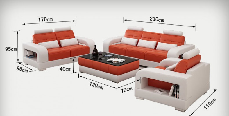 Ledercouch Sofa Couchegruppe 3+2+1 Sëtzer Garni a modernen Design Sofa