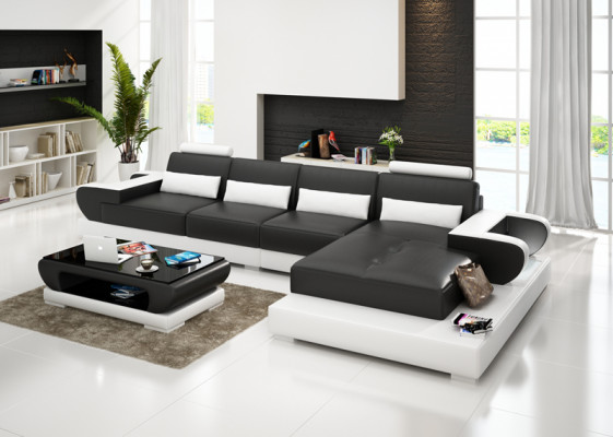 Ledercouch Couch Wunnlandschaft Ecksofa Eck Garnitur Design Modern Sofa G8003C