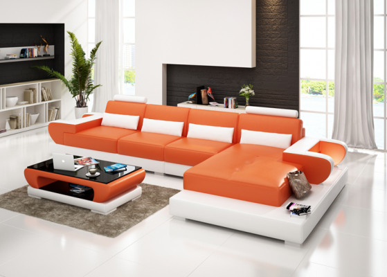 Ledercouch Couch Wunnlandschaft Ecksofa Eck Garnitur Design Modern Sofa G8003C