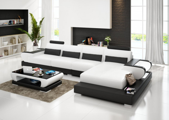 Ledercouch Couch Wunnlandschaft Ecksofa Eck Garnitur Design Modern Sofa G8003C
