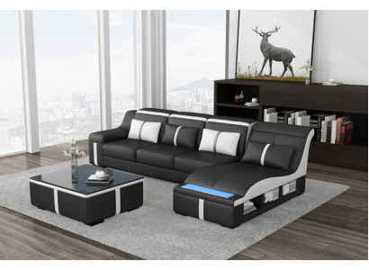 Eck Sofa Couch Polster Eck Sëtz Lieder Garnitur Beliicht L Form G8047C