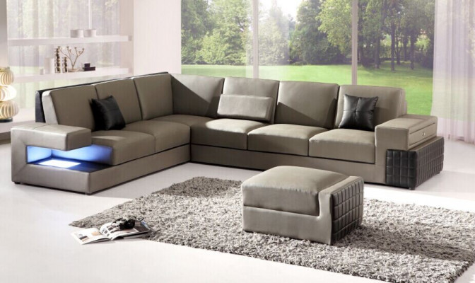 Modern Ecke-Sofa Couch Polster Sëtz Lieder Design Sofa Garnitur Wunnlandschaft