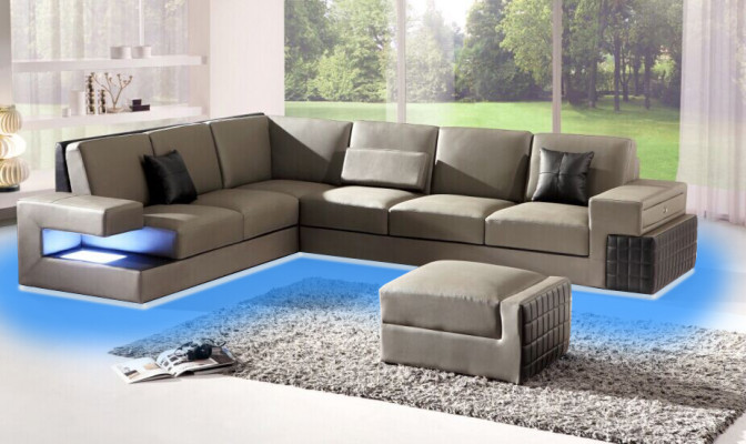 Modern Ecke-Sofa Couch Polster Sëtz Lieder Design Sofa Garnitur Wunnlandschaft
