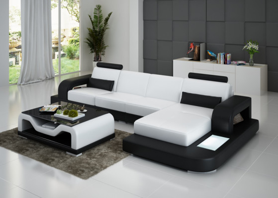 Ledercouch Couch Wohnlandschaft Ecksofa Eck Garnitur Design Modern Sofa G8007C