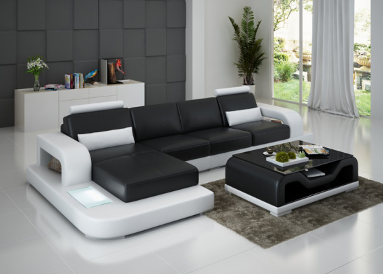 Ledercouch Couch Wohnlandschaft Ecksofa Eck Garnitur Design Modern Sofa G8007C