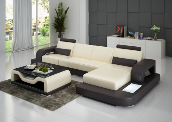 Ledercouch Couch Wohnlandschaft Ecksofa Eck Garnitur Design Modern Sofa G8007C