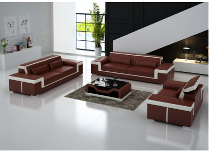 Ledercouch Couch Landschaft 3+2+1 Sëtz Garnitur Sofagarnitur Sofa G8020D