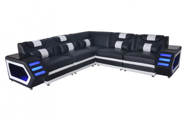 Design Liederpolster Sëtz Ecke Couch Polster Eck Landschaft Wunn-Canapé USB LED
