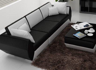 Ledercouch Sofa Couch-Garnitur 3+3 Sëtzer Garnitur Design Modern Sofa Set USB Nei