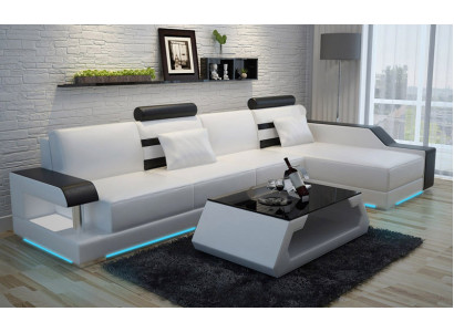 Ledercouch Moossfabrik Couch Wunnlandschaft Ecksgaarnitur Design Sofa USB Nei