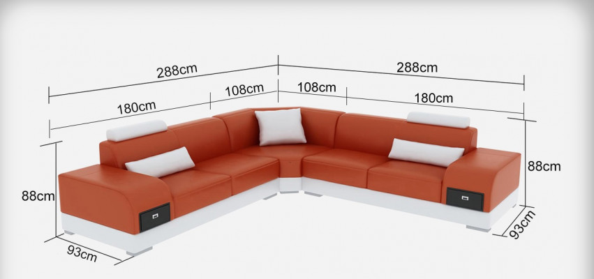 Ledersofa Canapé Wunnlandschaft Ecksofa Eck Garnitur Design Modern Sofa USB Nei