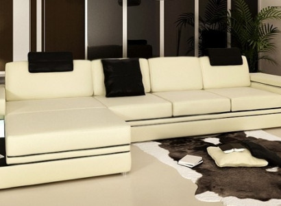 Wunnzëmmer Sofa Ledersofa Polstercouch Sëtzkomplett Modern Beleuchtet LED + USB