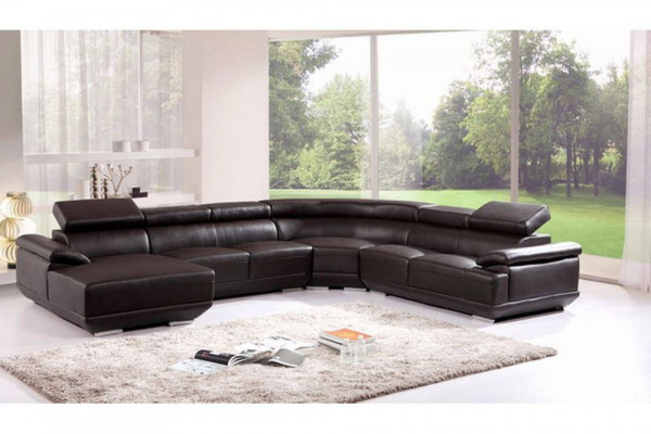Wunnlandschaft Ecksofa Ledersofa mat USB, Sofa Couch Polster Sëtz Eck Garnitur