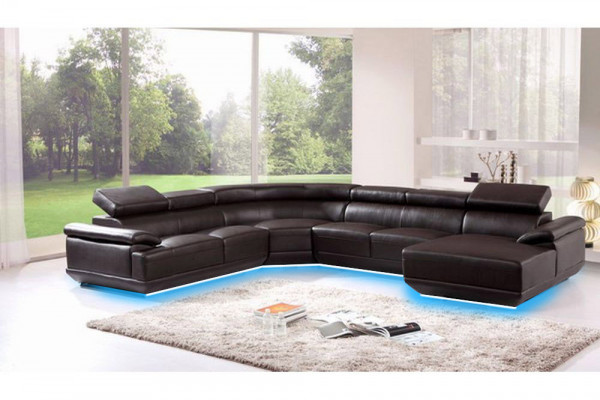 Wunnlandschaft Ecksofa Ledersofa mat USB, Sofa Couch Polster Sëtz Eck Garnitur