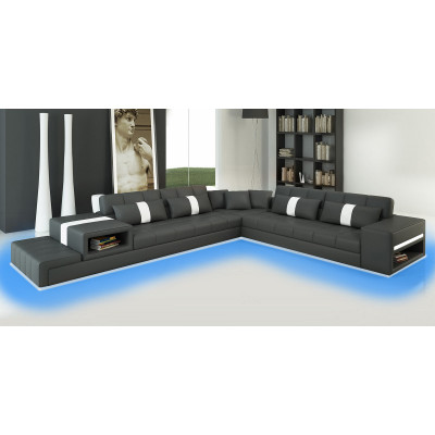 Ecksofa Sofa Canapé USB Polster Wunnlandschaft Ledersofa Design L Form Nei Beige