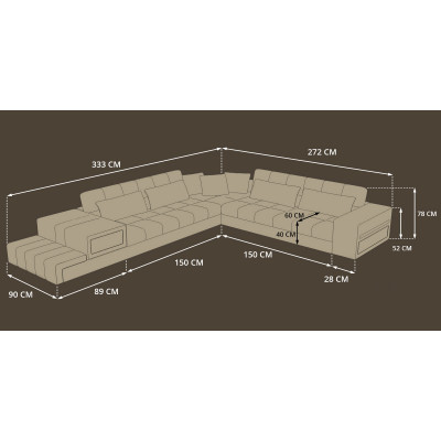 Ecksofa Sofa Canapé USB Polster Wunnlandschaft Ledersofa Design L Form Nei Beige
