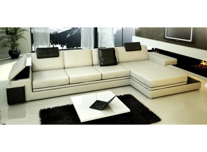 Ecksofa mat USB Canapé Sofa Wohnlandschaft Sëtz Eck Garnitur Lieder Textil PHM88