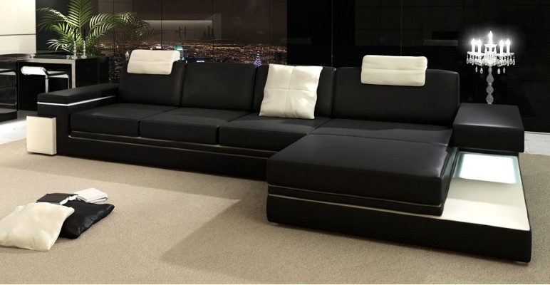 Ecksofa mat USB Canapé Sofa Wohnlandschaft Sëtz Eck Garnitur Lieder Textil PHM88