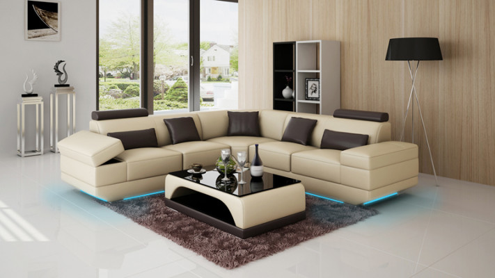 Ledercouch Couch Wunnlandschaft Eckcouch Eck Garnitur Moossfabrikatioun Modern Couch USB