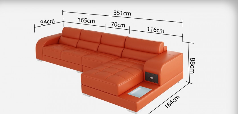 Stilvollt Design De Schwaarzen L-fërmegen Sofa fir Raffiness an Komfort