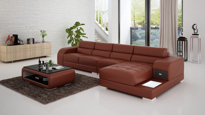 Stilvollt Design De Schwaarzen L-fërmegen Sofa fir Raffiness an Komfort