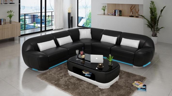 Lieder Canapé Couch Wohnlandschaft Ecksofa Eck Garnitur Modern Sofa USB Moosféierung