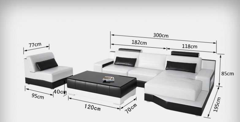 Elegante schwaarzt Designer-Wénksofa an L-Form fir stilvoll Wunnraim.