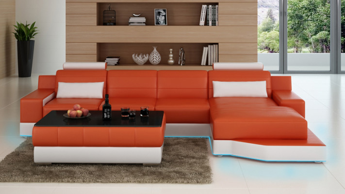 Elegante schwaarzt Designer-Wénksofa an L-Form fir stilvoll Wunnraim.