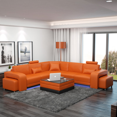 Ledercouch mat USB Wunnlandschaft Eckcouch Eck Garnitur Design Modern Couch F3017B