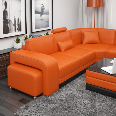 Ledercouch mat USB Wunnlandschaft Eckcouch Eck Garnitur Design Modern Couch F3017B
