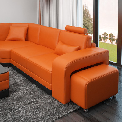 Ledercouch mat USB Wunnlandschaft Eckcouch Eck Garnitur Design Modern Couch F3017B