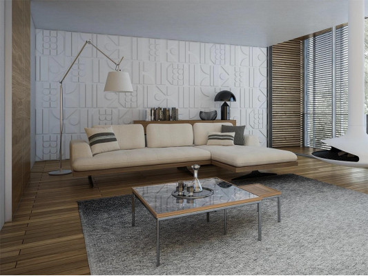 Modern Luxus Sofa Canapé Wunnzëmmer Relax Ecksofa L-Form mat 2x Klapptësch
