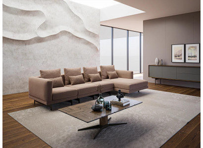 Beige Polstermeubel Luxus Eck Garnitur Ecksofa L-Form Designer Ariichtung