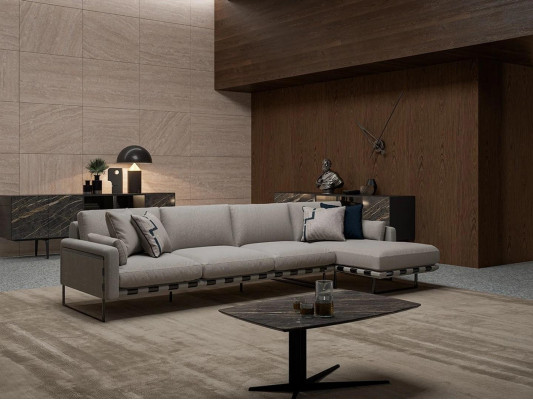 Wunnzëmmer Polster Textil Polstersofa L-Form Ariichtung Luxus Designer Miwwelen