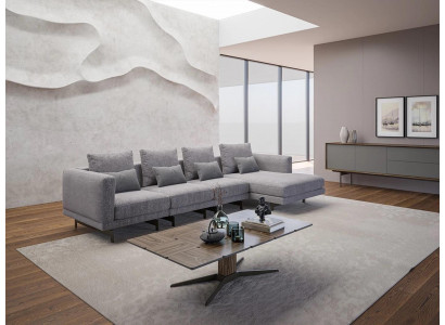 Luxus Eckcouch L-Form Wunnzëmmer Designer Eck Garnitur Nei Komplett Couchtisch