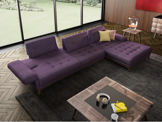 Lila Ecksofa L-Form Wunnzëmmer Luxus Couchtisch Ariichtung Neit Garnitur Miwwel