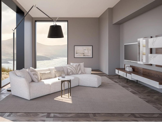 Wunnzëmmer Sofa L-Form Designer Eck Garnitur Wäiss Luxus Polstermöbel