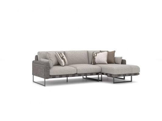 Luxus Designer Eckcouch L-Form Wunnzëmmer Polstermébel Polster Textil Ariichtung