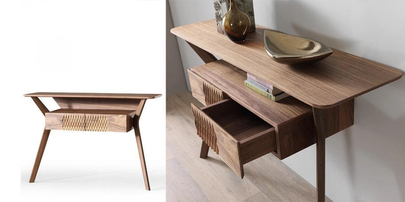 Wunnzëmmer Luxus Konsolendësch Braun Holz Dësch Modernen Design Konsole