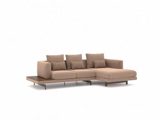 Polstermöbel Ecksofa L-Form Beige Designer Miwwelen Eck Garnitur Wunnzëmmer