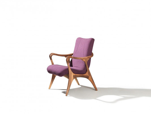 Design Sëtzmiwwel Lila Fotell Canapé Sëtz Wunnzëmmer Holz Modern Polster Stoff
