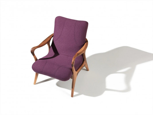 Design Sëtzmiwwel Lila Fotell Canapé Sëtz Wunnzëmmer Holz Modern Polster Stoff