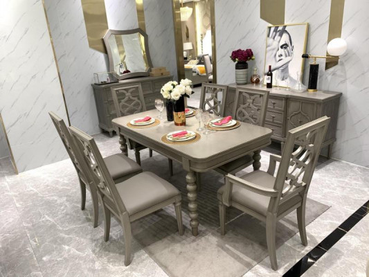 Iesszëmmer Garnitur Dësch Stull Hocker Iessgarnitur Still Set 6tlg Antik Stil Nei