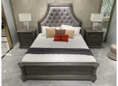 Schlofkummer Set Bett + 2x Nuetsdësch Better Duebelbett Miwwelen Chesterfield Nei