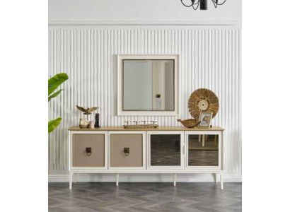 Anrichte Grupp Holz Design Anrichte Säit Schaf Regal Set 2tlg Kommod Spigel