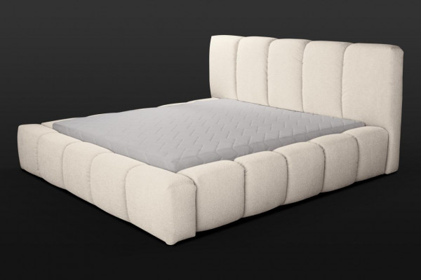 Bett Wäisst Duebelbett Schlofzëmmer Holzmiwwel Design Polstermiwwel Stoff