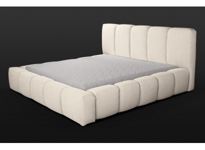Bett Wäisst Duebelbett Schlofzëmmer Holzmiwwel Design Polstermiwwel Stoff