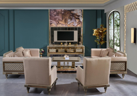 Mauerfir de Living-Zëmmer TV-Ständer TV-Ständer am luxuriéise Premium-Design aus Edelstol.
